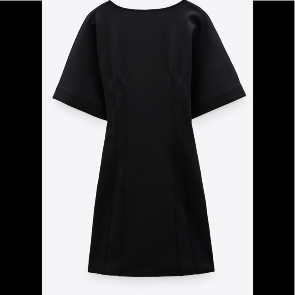 ZARA Black LBD Neoprene Dress sz Large
